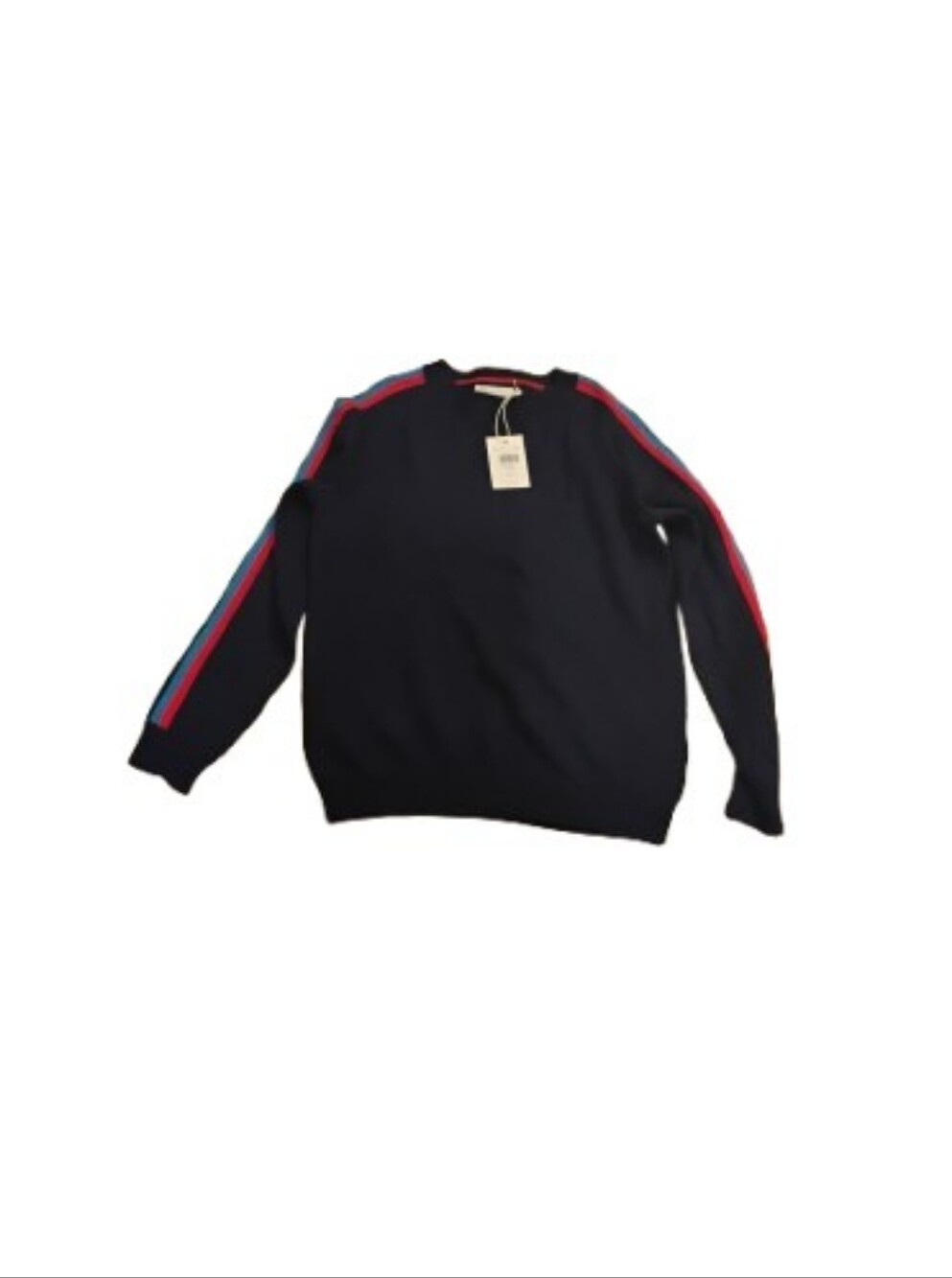 NWT Boden Boys Rainbow Trim Long Sleeve Navy Sweater Sz 9-10